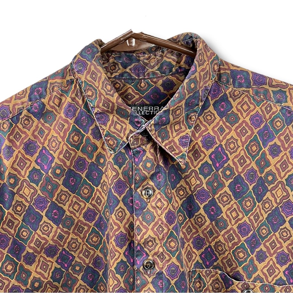 VINTAGE 90s Generra Collection Epic Patterned Long Sleeve Button Down Shirt